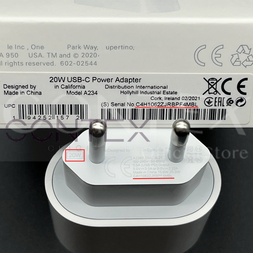 CONTEX - CHARGER  20Watt ADAPTOR / 20W PD FAST CHARGING / USB C / TYPE-C / Tipe-C to Lightning iph BATOK / CASAN
