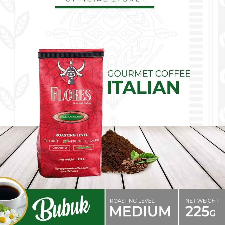 

Quality Control✅FLORES Gourmet Coffee Italian Roast 225 Gram Kopi Bubuk|KD9