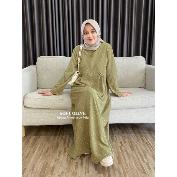 AMEENA ABAYA BAHAN CRINKLE URAGIRI - Dress muslimah By fefastyle