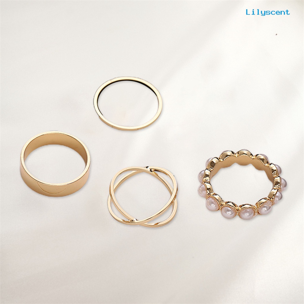 [LS]4Pcs Cincin Kawin Cincin Kawin Eye-catching Shiny Dress Up Tahan Lama Cincin Kilau Cerah Indah Untuk Pesta