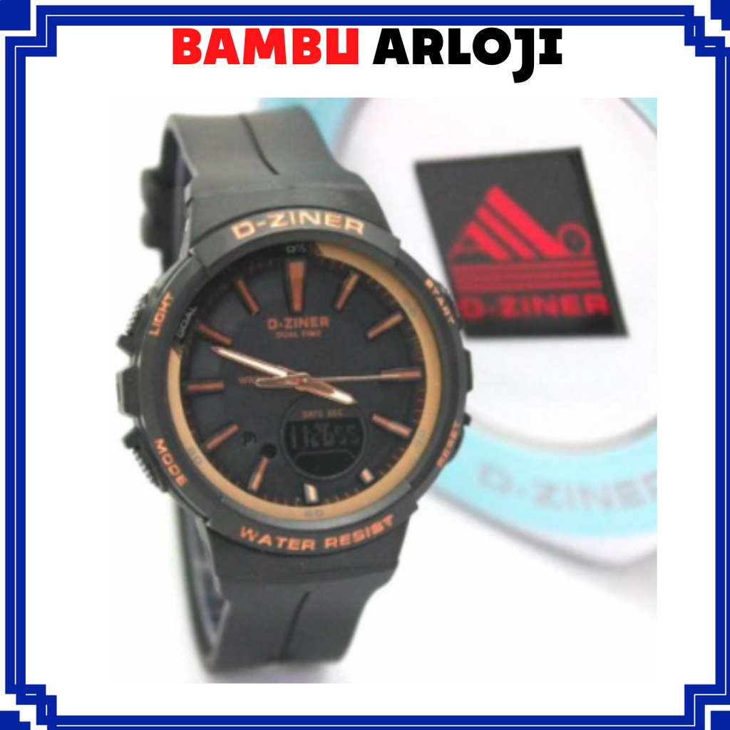 [BAJ] JAM TANGAN SPORT PRIA WANITA DUAL-TIME D-ZINER DZINER DZ-8242 ORIGINAL WATER RESSIST MURAH