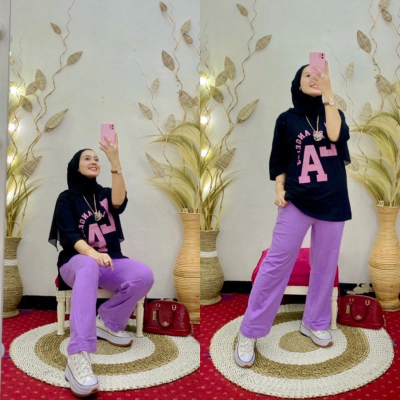 SETELAN WANITA BY NABIL HITS KEKINIAN LA PREMIUM KAOS COMBAD 20s