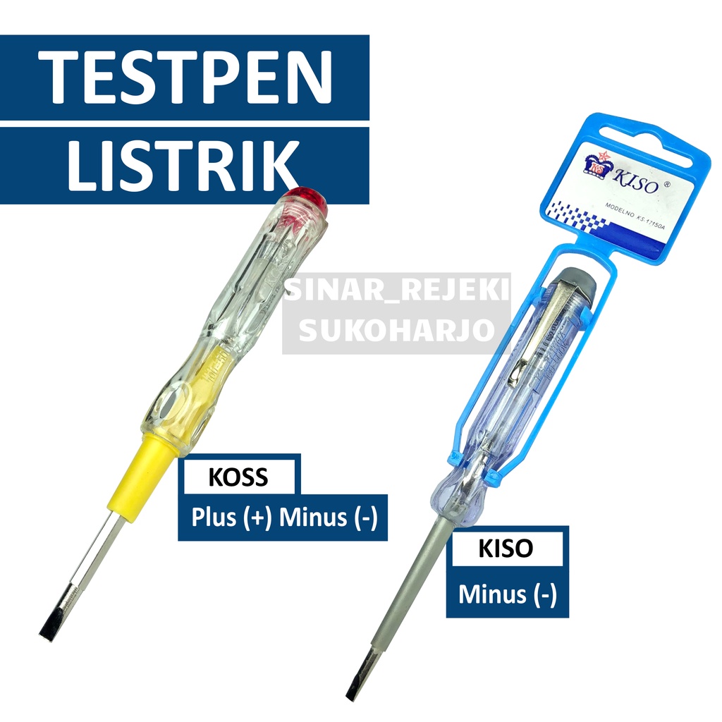 Obeng Tespen Test Pen Listrik Lampu Testpen Plus Minus + - Bolak Balik