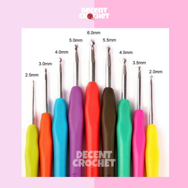 Jarum Rajut Crochet Hook Hakpen Handle Karet 9 Ukuran