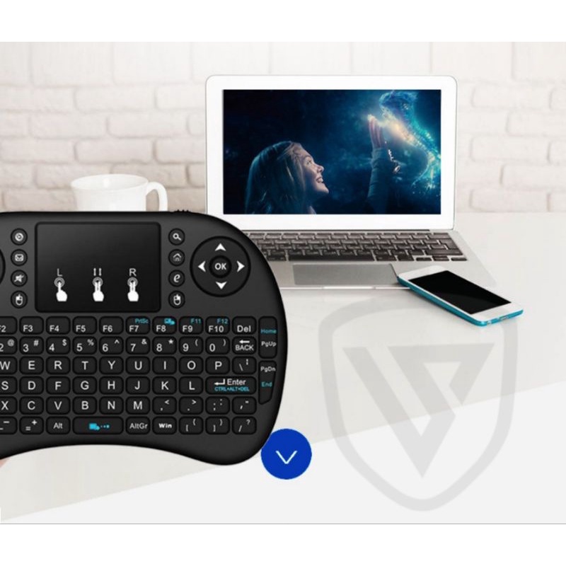 Remote Qwerty Mini Wireless i8 Keyboard Touchpad LED  2.4G PC ANDROID SMART TV BOX  Free Baterai 5C