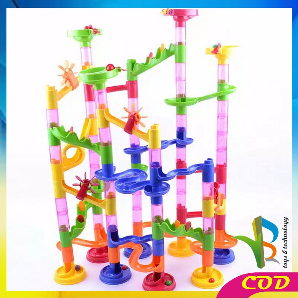 RB-M58 Mainan Marble Run Block 105PCS Mainan Anak DIY Seluncuran Jalur Kelereng / Track Marble Race