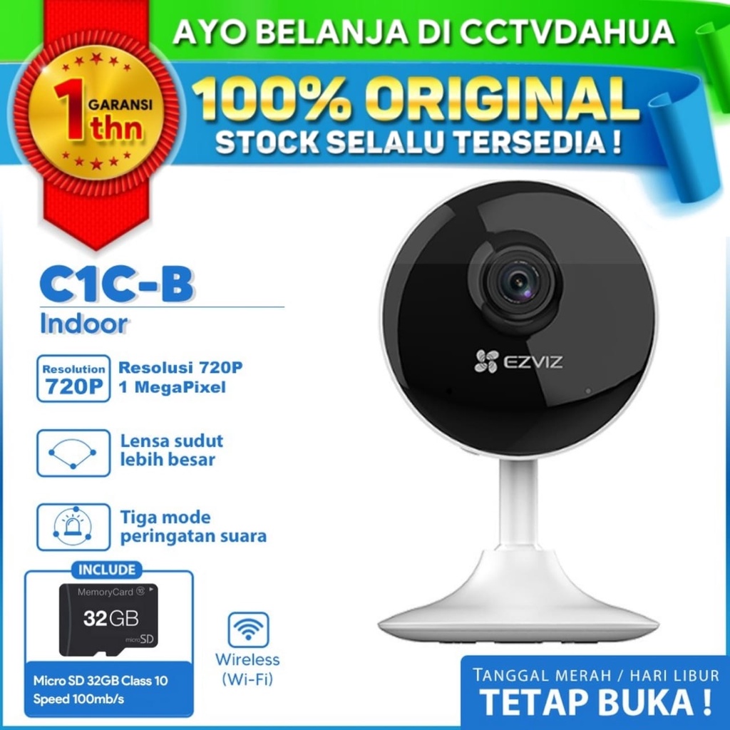 EZVIZ C1C-B 720P 1MP FREE MICRO SD 32GB INDOOR IPCAM BERGARANSI RESMI