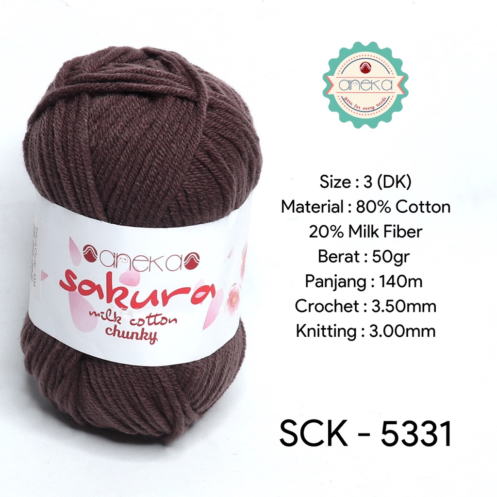 Benang Rajut Katun Susu Sakura Milk Cotton Chunky - 5331