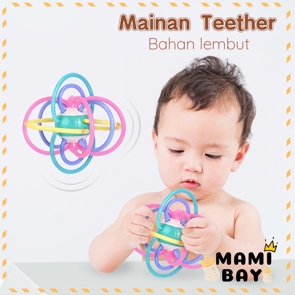 OKEYI Teether bayi  bahan silikon BPA free gigitan bayi bola manhattan