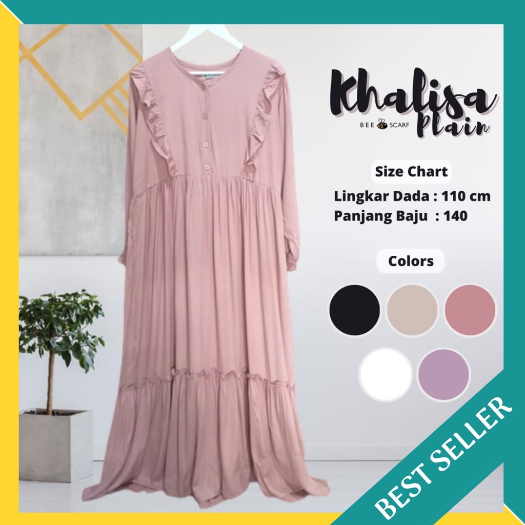 Gamis Homey Dress Polos Khalisa | Gamis Rayon Polos | Homey Dress Rample Rayon Polos Jumbo Premium |
