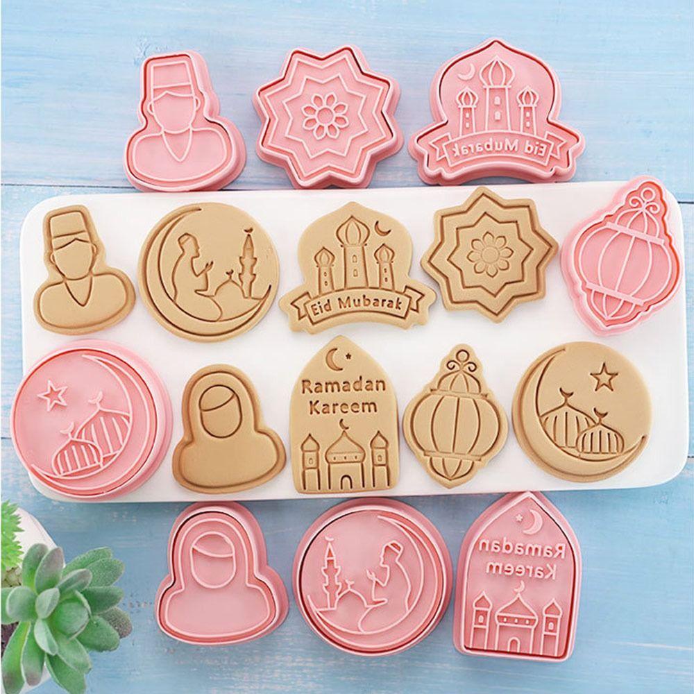 Solighter 8pcs/set Cetakan Kue Fondant Makanan Eid Mubarak Islam Muslim Festival Cookie Cutter