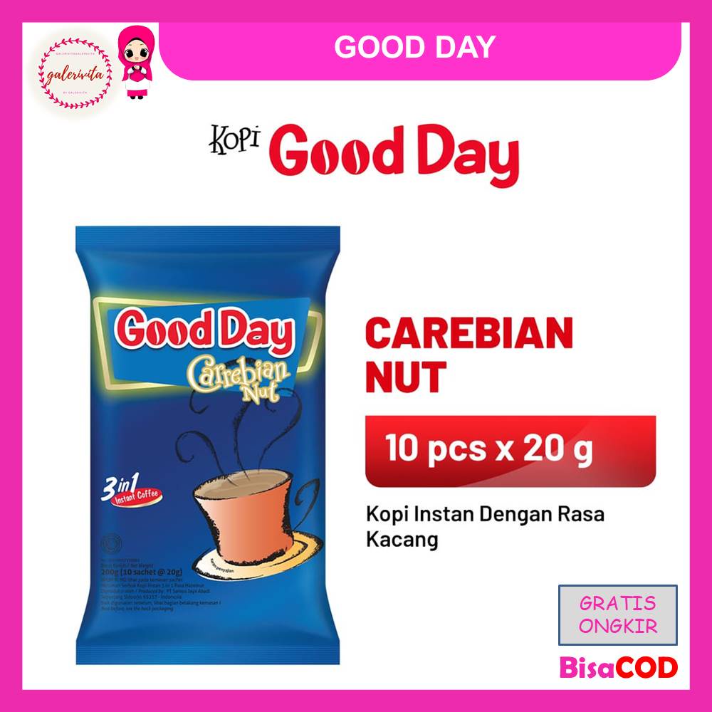 

Good Day Carribean Nut 1 Pack ( Isi 10 Pcs x 20 Gram )