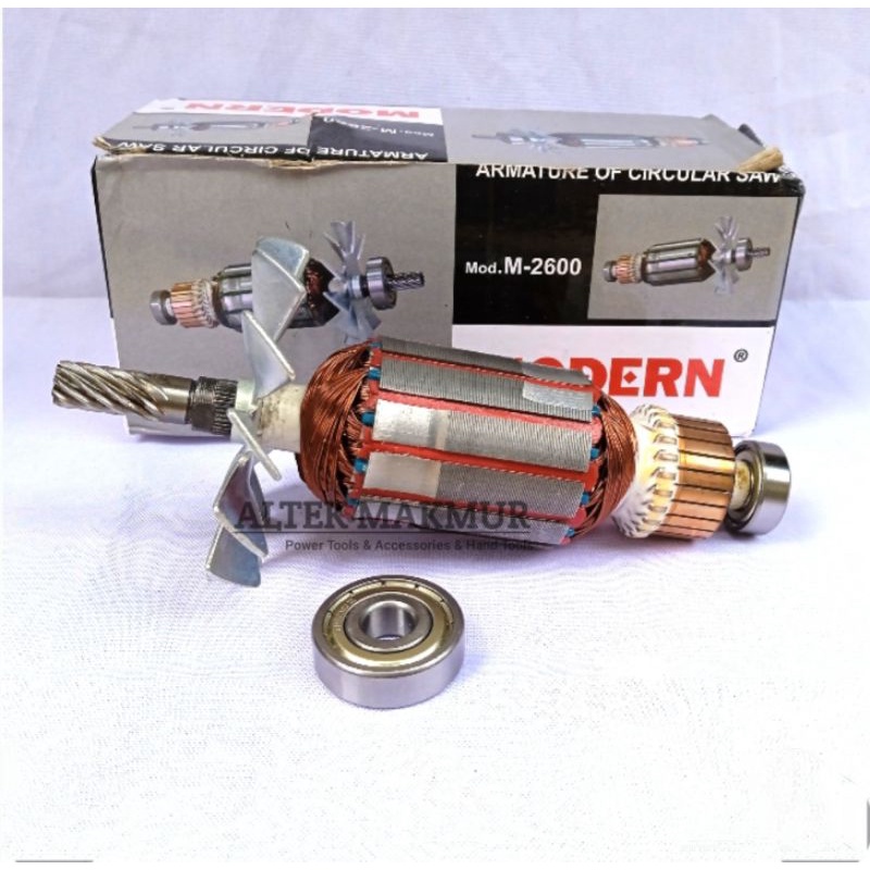 Armature Modern Mesin Circular Saw M-2600 / Angker Dinamo Mesin Gegaji Kayu M2600 / Rotor Gulungan G