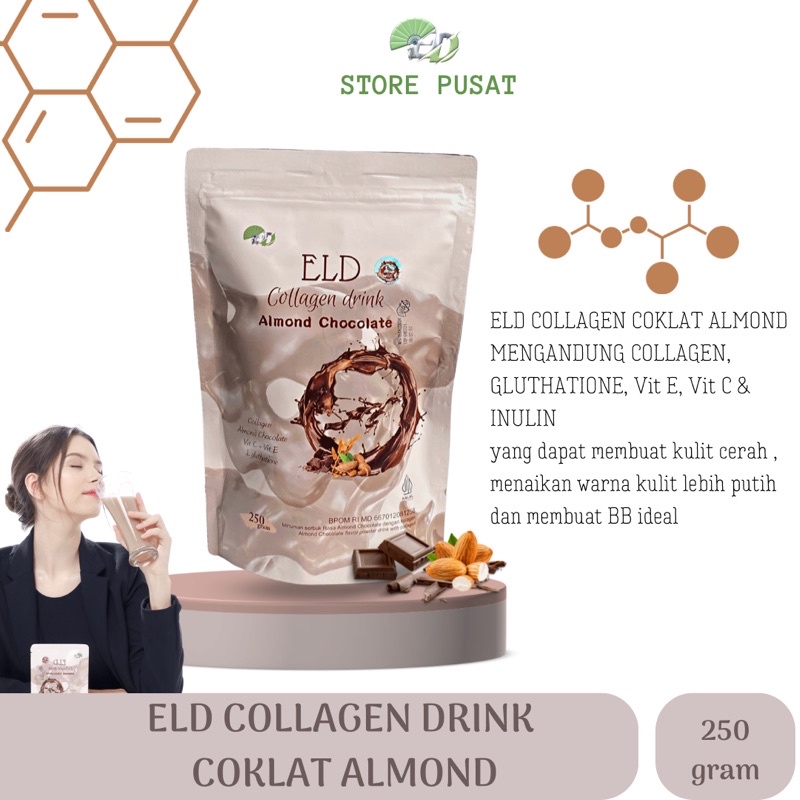 ELD COLLAGEN LGLUTHATIONE RASA ALMOND 250 gr || MENCERAHKAN || MENAIKAN BB