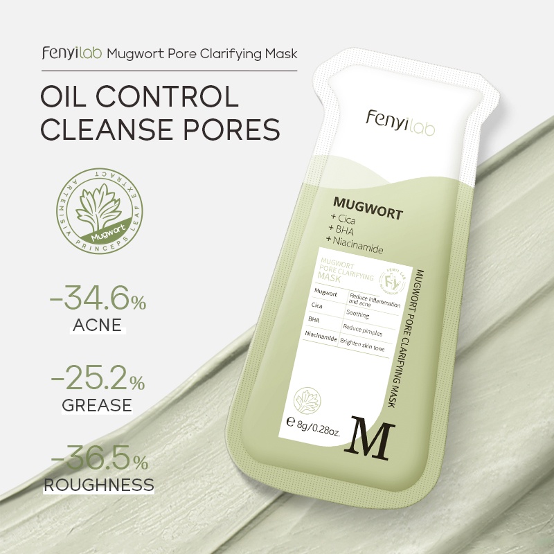 Fenyi Lab Mugwort Pore Clarifying Mud Mask Sachet Membersihkan Pori-Pori Mengangkat Komedo 8g