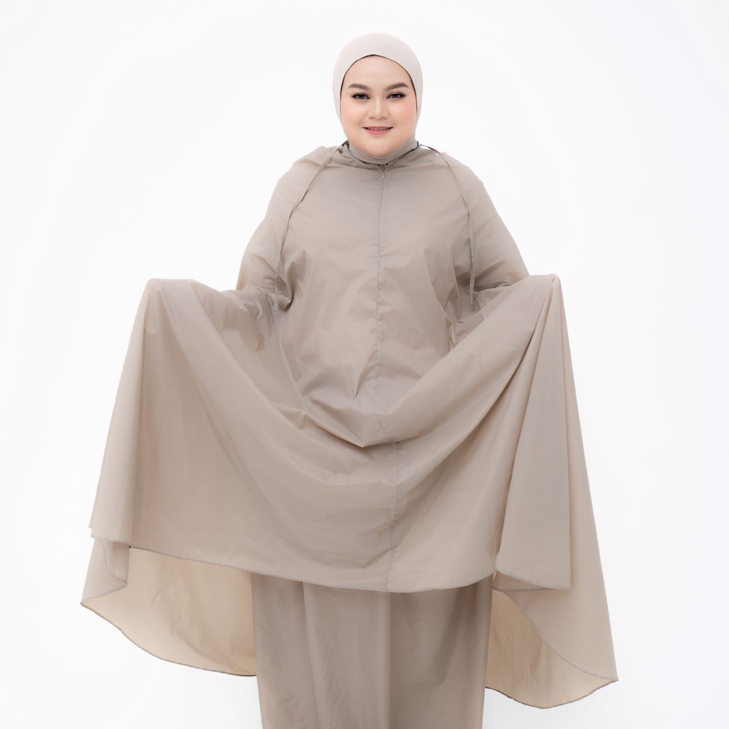 ALIF MUKENA MINI PARASUT PREMIUM KOREA TRAVEL JUMBO - OYSTER GRAY ( JMB-048 )