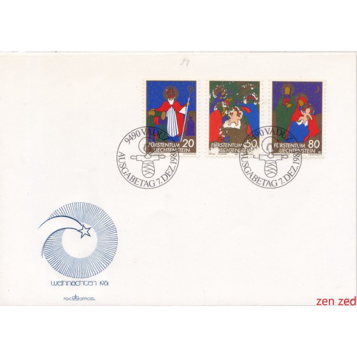 

A655 Prangko Liechtenstein FDC 1981 Christmas 1 Pcs
