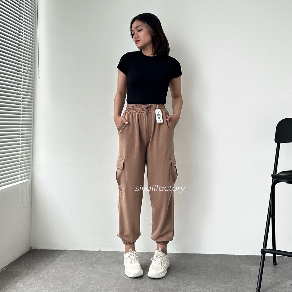 SIVALI Benji Jogger Cargo Pants || Celana Jogger Sweatpants Baggy Wanita Street Style