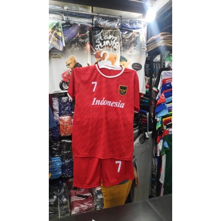 Setelan jersey bola timnas indonesia anak umur 1-12 tahun kids