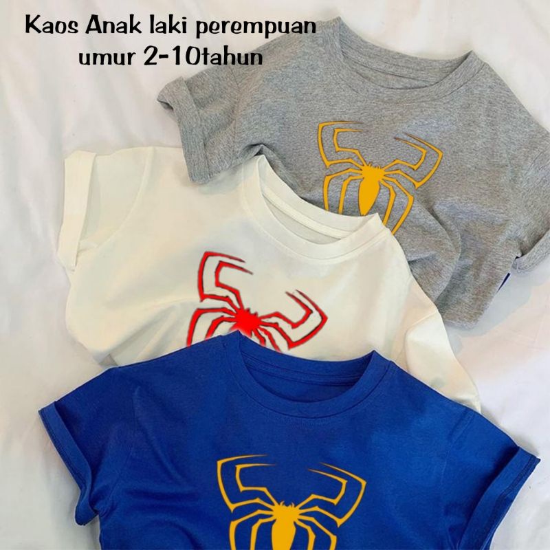 Baju Kaos Anak Spider Gold Kaos Anak Unisex Umur 2-10Tahun T-shirt Anak Laki Atasan Anak Cowok Baju Anak murah Kaos Distro Anak