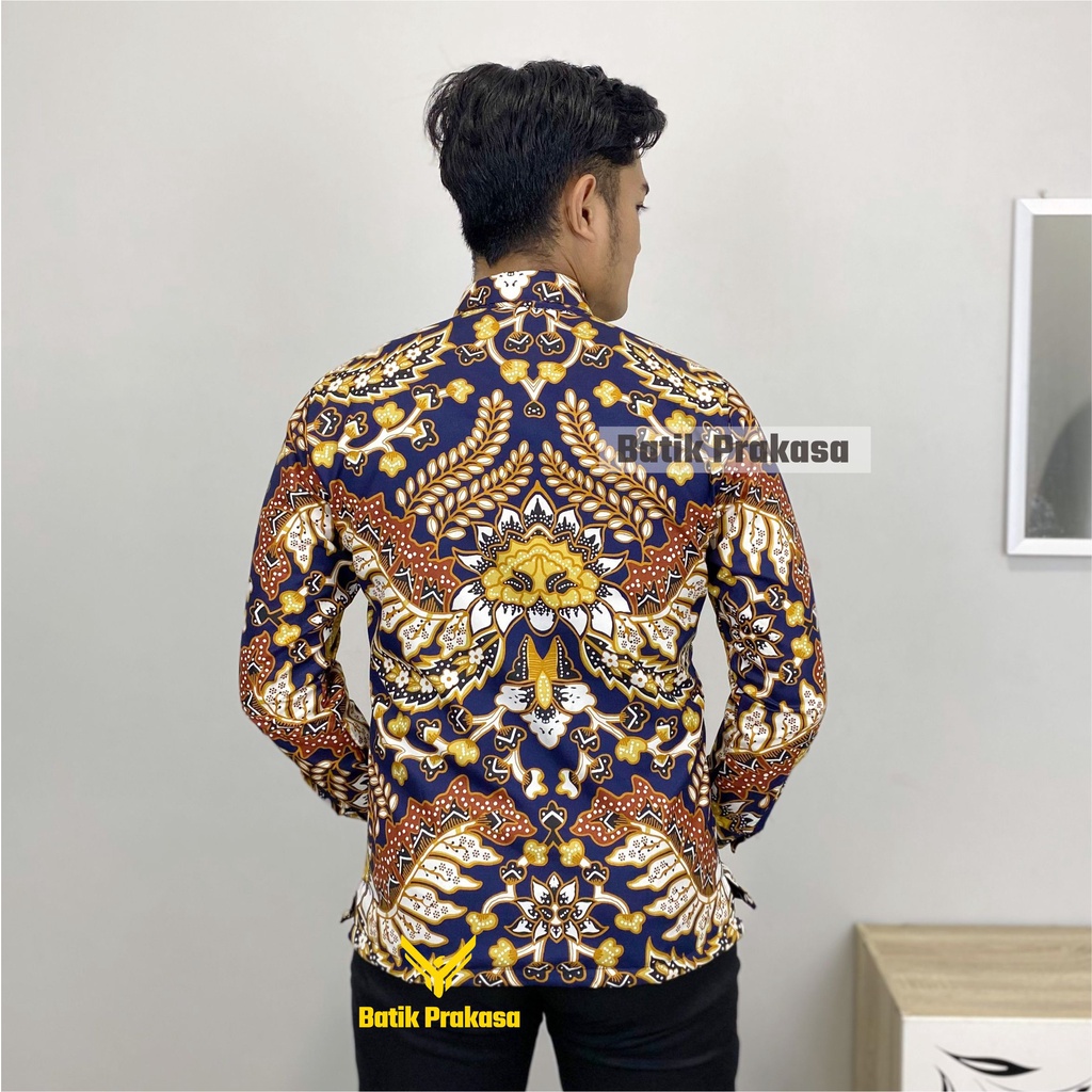 Kemeja Batik Pria Prakasa Motif Devabrata Slimfit Lengan Panjang Batik Solo