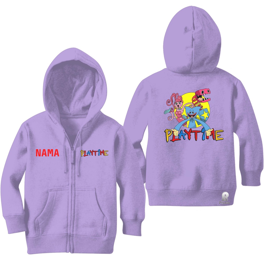 SWEATER HOODIE ZIPPER ANAK MOTIF BOXY BOO PLAYTIME UNISEX (FREE NAMA)