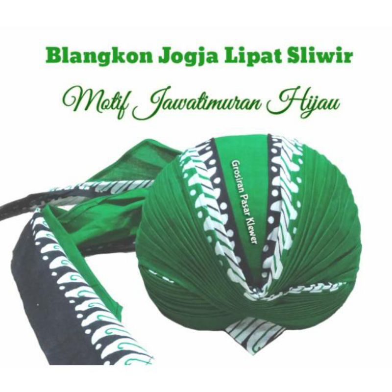 Blangkon Jogja Lipat Sliwir Motif JawaTimuran Hijau // Blangkon Jogja Lipat // Blangkon Harga Grosir