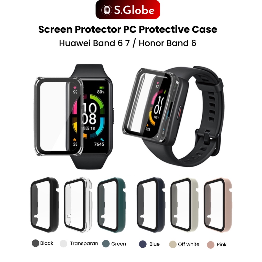 2 in  1 Pelindung Layar Pelindung Case Huawei Band 6 7 / Honor Band 6 Hard Full Cover