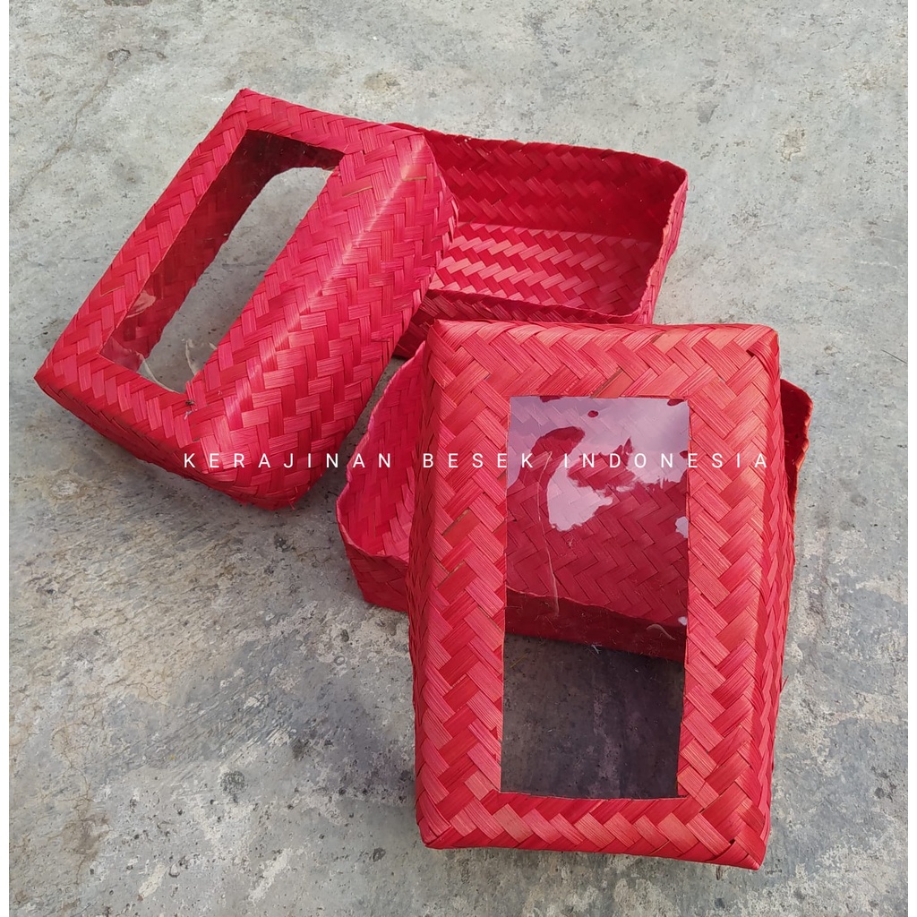 Besek PP warna dengan mika & tanpa mika Besek nasi Box nasi Besek hias