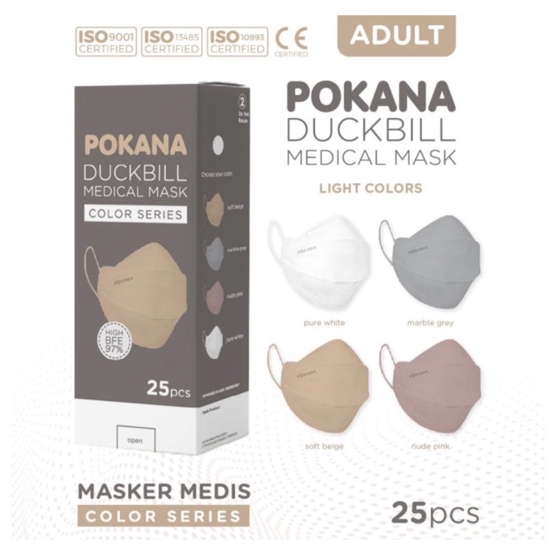 Masker Pokana Duckbill 4 Ply 4D Mask 25 Pcs