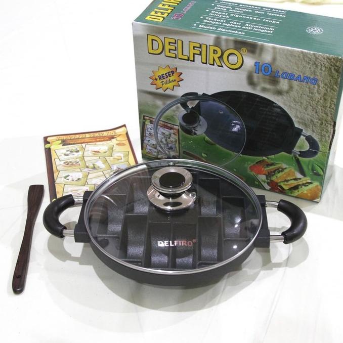 DELFIRO CETAKAN KUE PUKIS 10 LUBANG NON STICK KL2 HR64646RGR