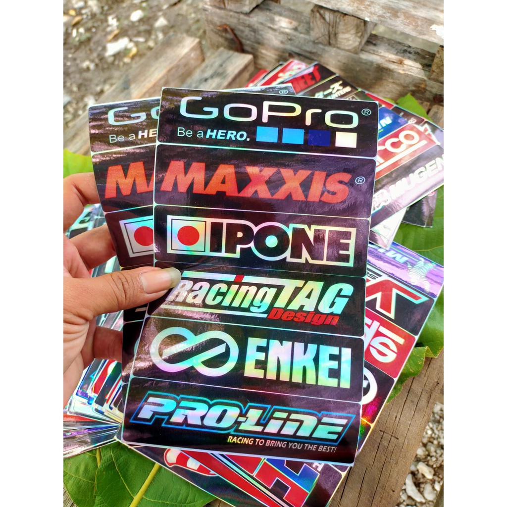 sepaket stiker tulisan racing hologram stiker hits stiker viral