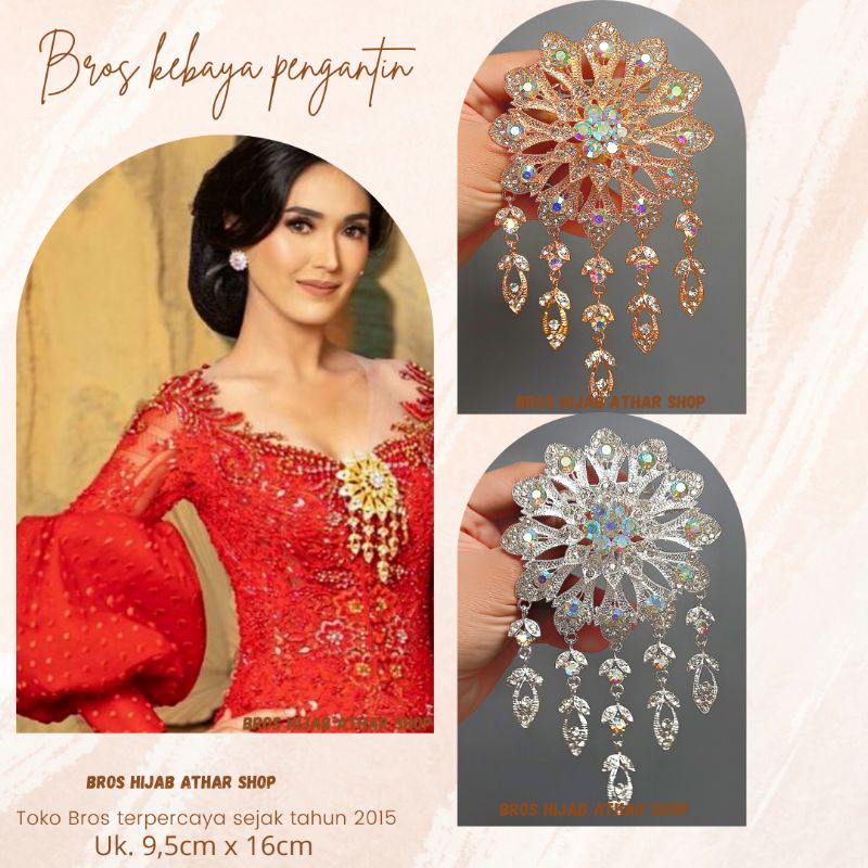 Bros Kebaya Pengantin/Bross Besar/Bros Bunga Juntai /Bros Mewah Kutubaru Emas Perak Jumbo