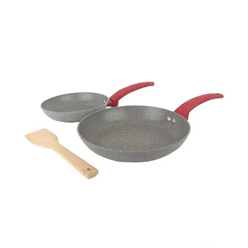 Frypan Induksi Kangaroo KG673 Allu Fry Pan 2 Set Wajan Aluminium Marble 24+20cm Carote Anti lengket Marbel Peralatan Dapur 2 PCS Set Peralatan Masak