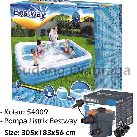 Bestway 54009 Kolam Renang Anak Ukuran Besar Jumbo 305 cm + Pompa Listrik Bestway