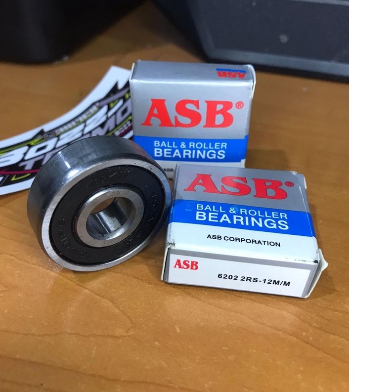 Laher 6202 2rs 12mm merk ASB Bearing / laher / laker ASB 6202 2RS 12mm u tromol RX-K / shock supra a