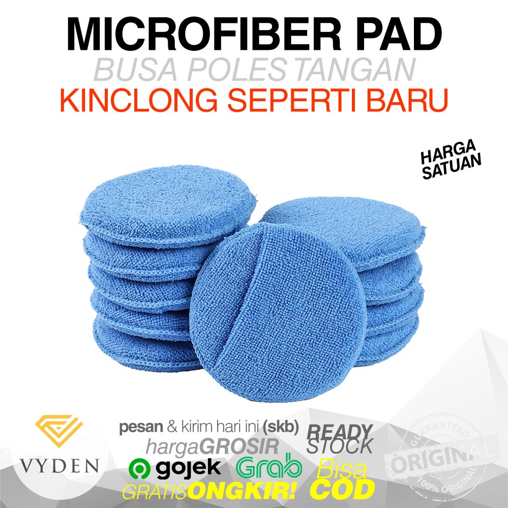 VYDEN BLUE Microfiber Applicator Pad Halus Empuk Poles Mobil Motor Aplikator Baret Dalam Halus Kompon Kasar Halus Polish Wax Sealant Coating MURAH