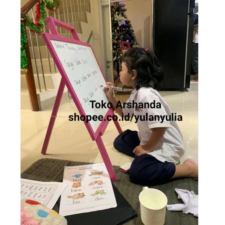 

[X-D5D][♥☞] Papan Tulis 60x80 / white board ukuran besar+ standing gratis spidol+ penghapus langsung kirim