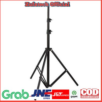 TaffSTUDIO Portable Light Stand Tripod 16mm 1/4 Thread 3 Section 200cm for Studio Lighting - SN303 - Black