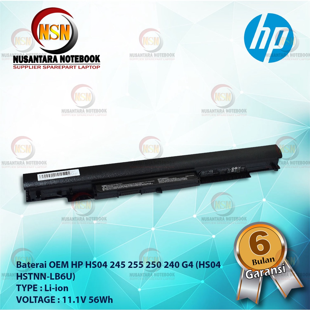 Baterai Laptop Hp OEM HS04 245 255 ( 250 240 G4 HS04 HSTNN-LB6U ) 14.6V 2600mAh