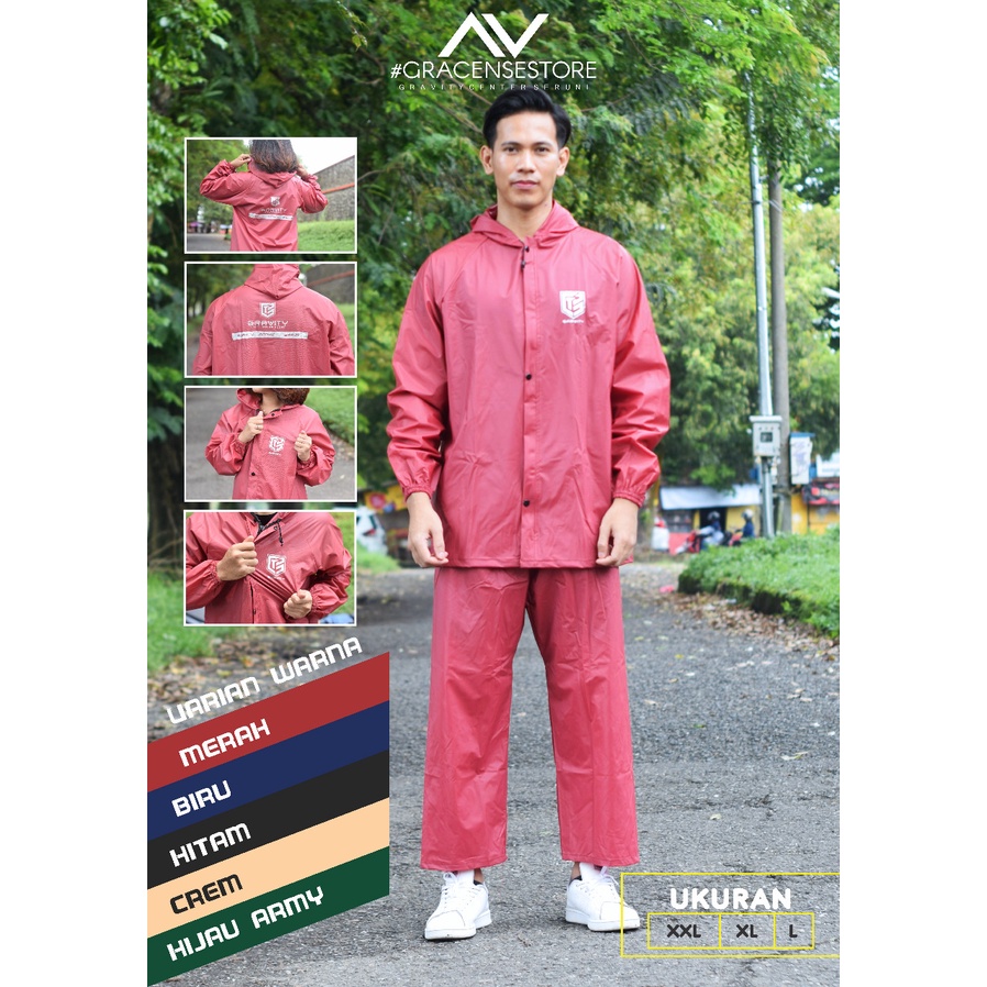 JAS HUJAN ANTI REMBES MANTEL TERBAIK SETELAN JAKET CELANA UNISEX NO BOCOR BOCOR By Gravity Raincoat