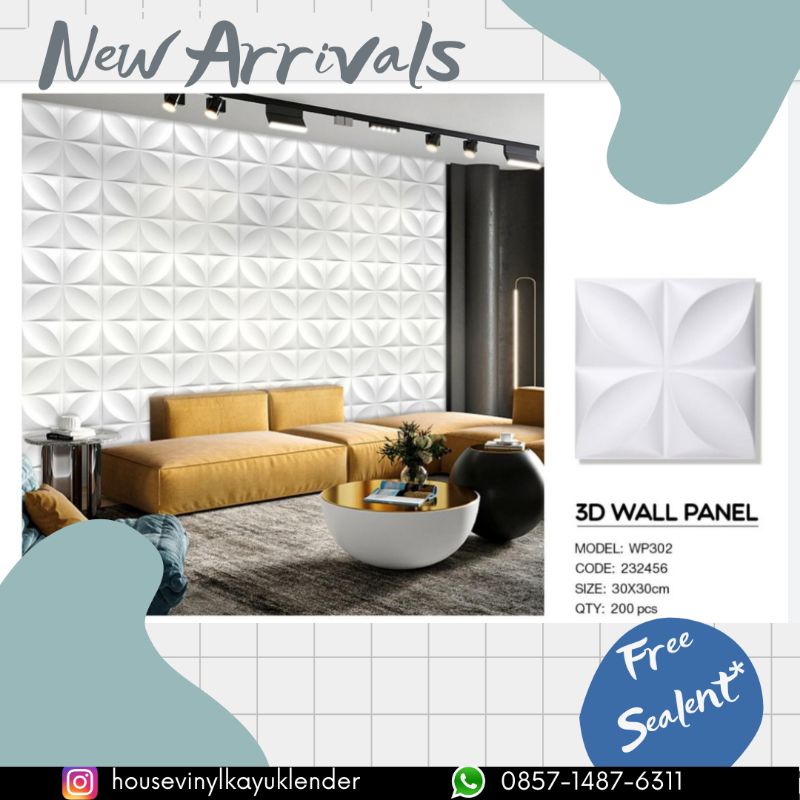WALL PANEL 3D WP302 timbul ukuran 30cm x 30cm