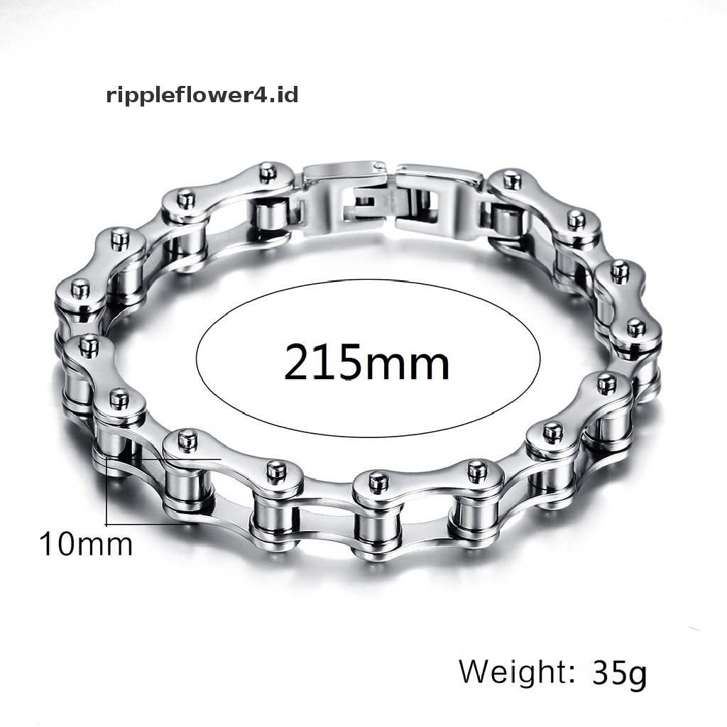 {rippleflower4.id} Gelang Punk Stainless Steel Pria Biker Sepeda Motor Rantai Bracelets 8.5 &quot;~