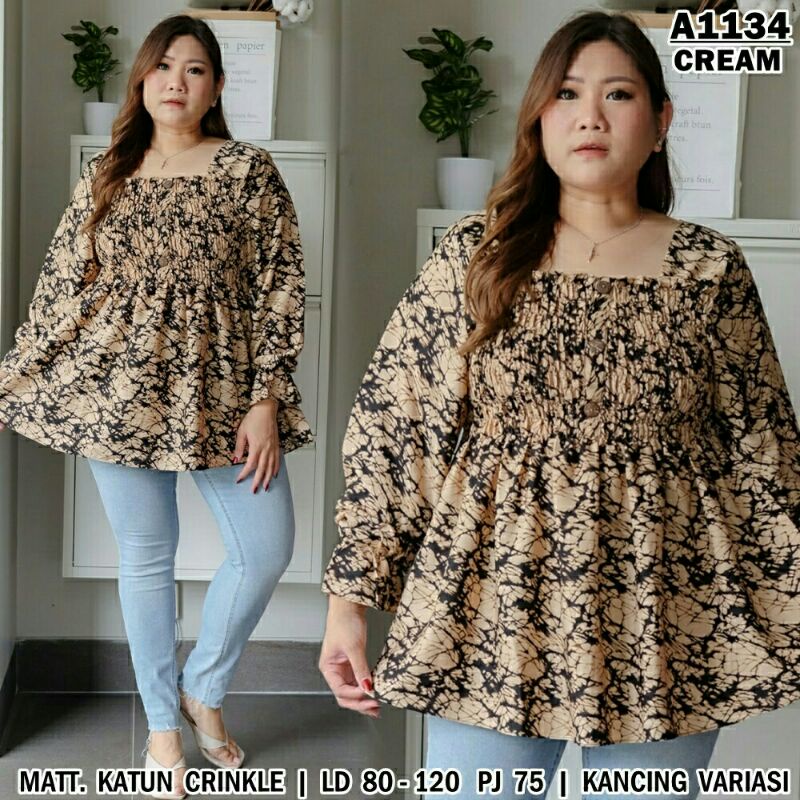 A1134 Atasan Top Jumbo Tobi Katun Crinkle