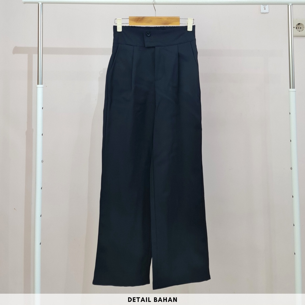 4689 basica button cotton import wide leg pants