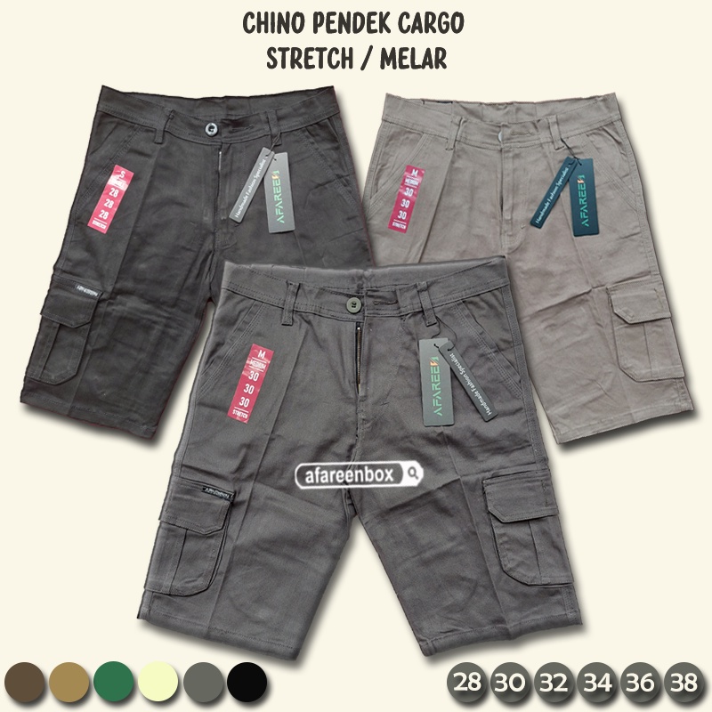 AFAREEN - Celana Cargo Pendek Pria Chino Pendek Cargo Premium