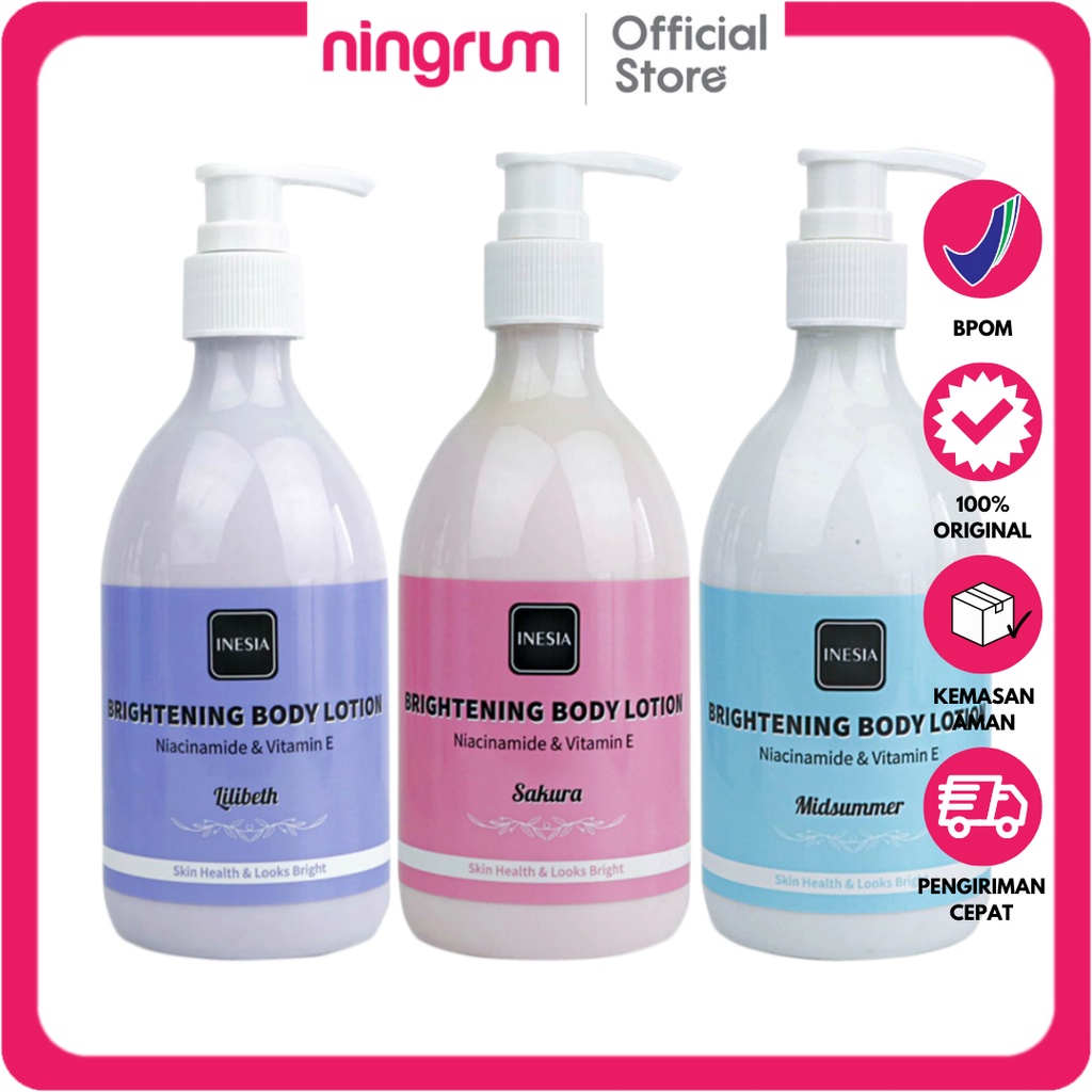Ningrum - INNESIA Brightening Body Lotion 300ml | Lilibeth Midsummer Sakura | Body Lotion Pemutih Cepat Original BPOM - 6703