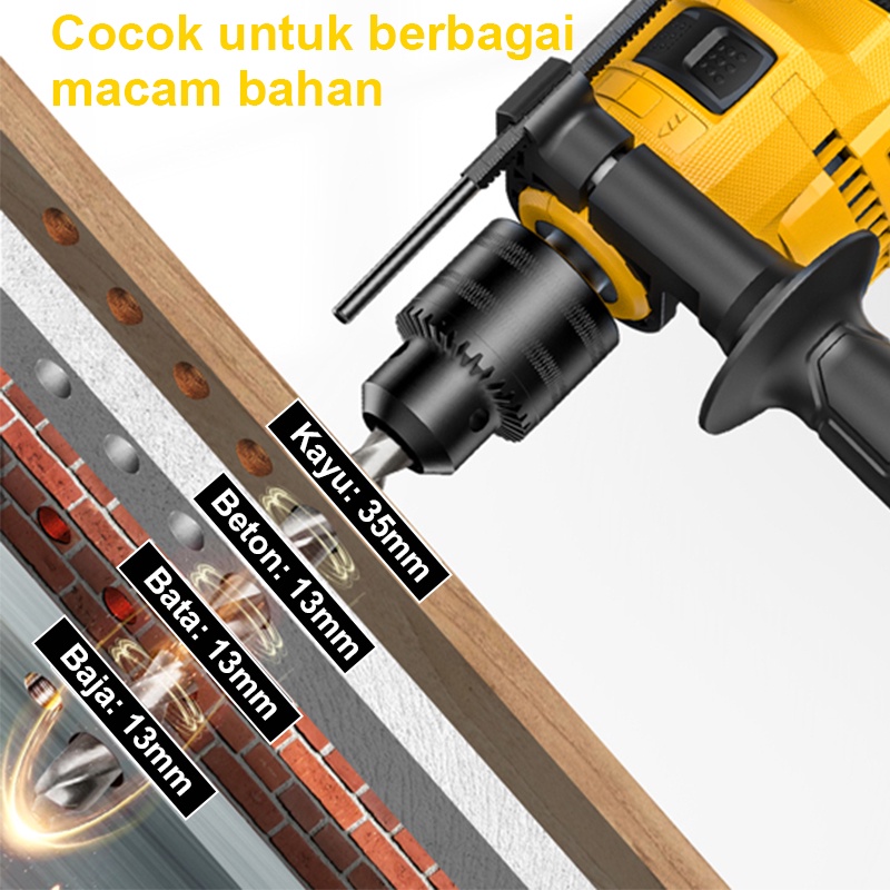 Deli Bor Beton 13mm Mesin Bor Listrik Bor Impact Tembok 500W 650W 850W Alat Perkakas Electric Drill Impact Drill