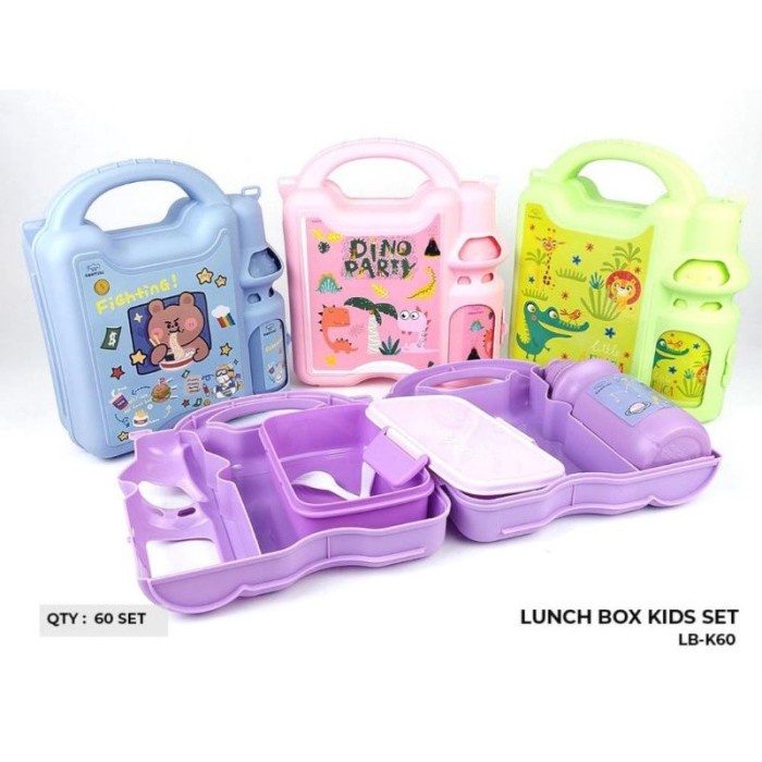 Lunchbox Set Anak Model Tas Koper Kotak Makan Anak Botol Minum 2in1