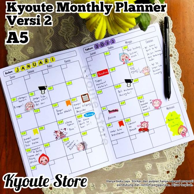 

Buku Simple Monthly Planner Versi 2 A5 Kyoute Perencaan Agenda Bulanan